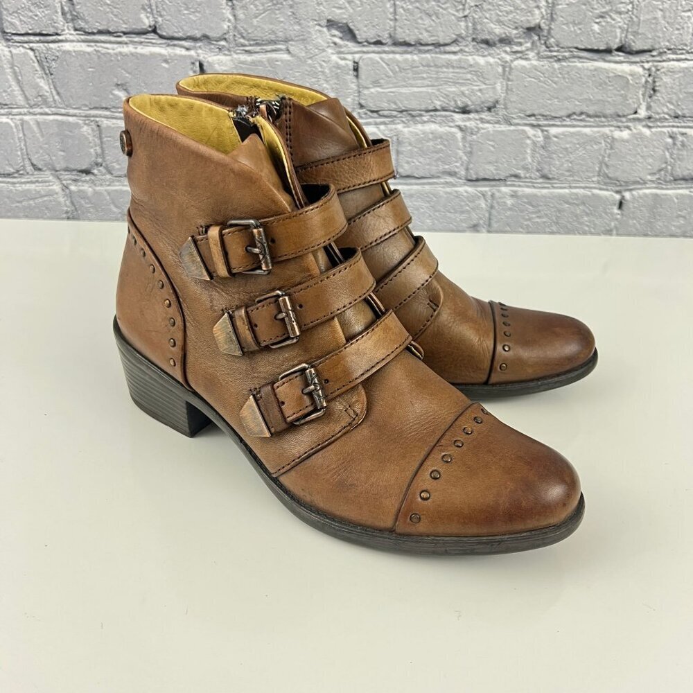 Bussola Ankle Boots 3 Strap Booties Antique Brown Size 39 8/8.5 M - Picture 8 of 16